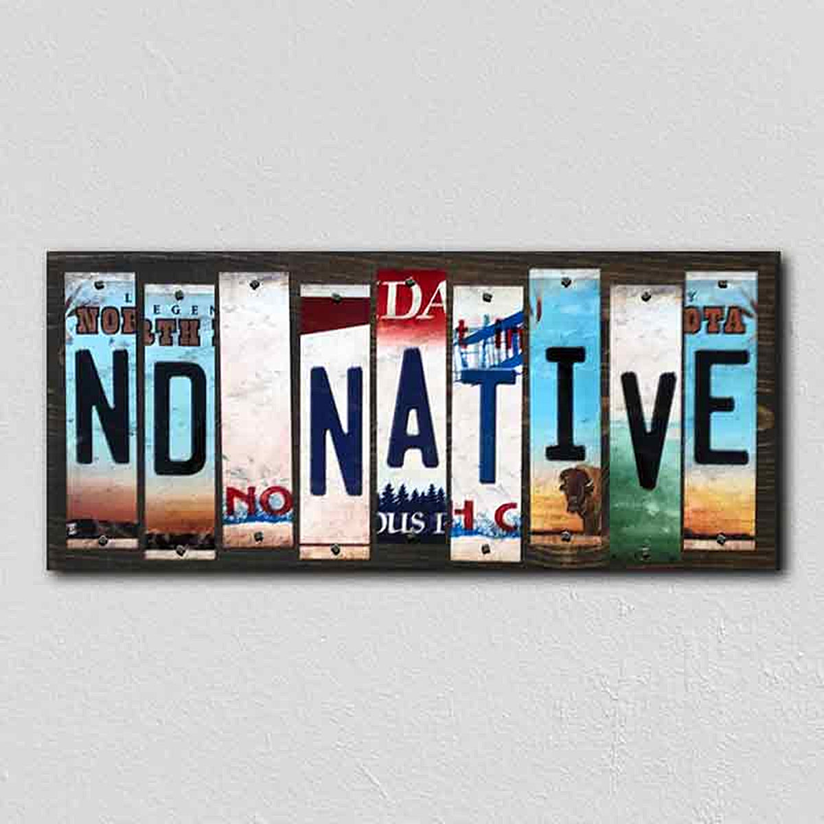ND Native License Plate Tag Strips Novelty Wood Signs