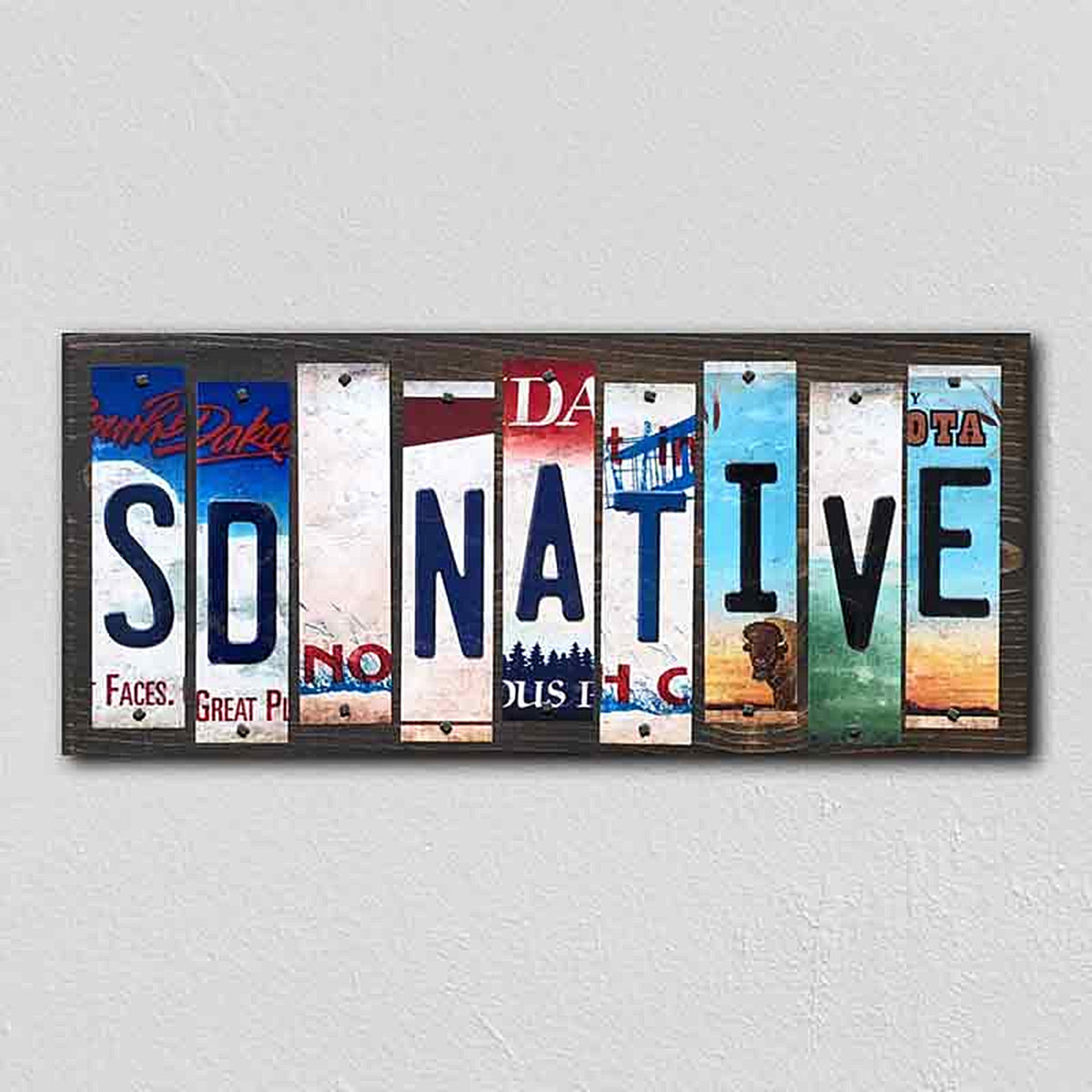 SD Native License Plate Tag Strips Novelty Wood Signs