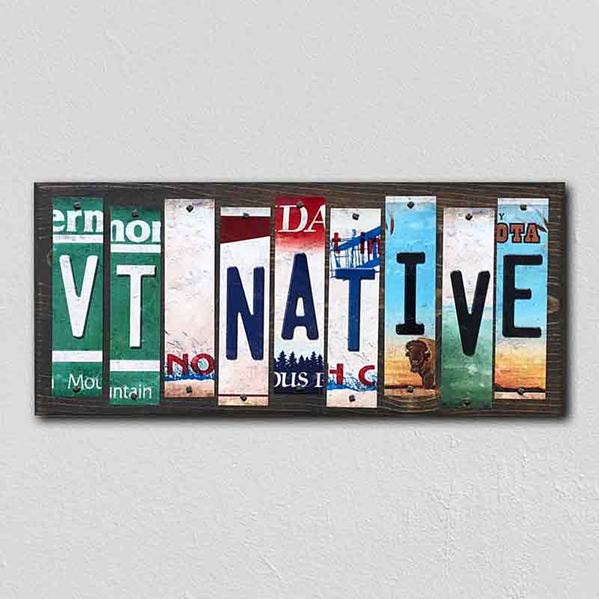 VT Native License Plate Tag Strips Novelty Wood Signs
