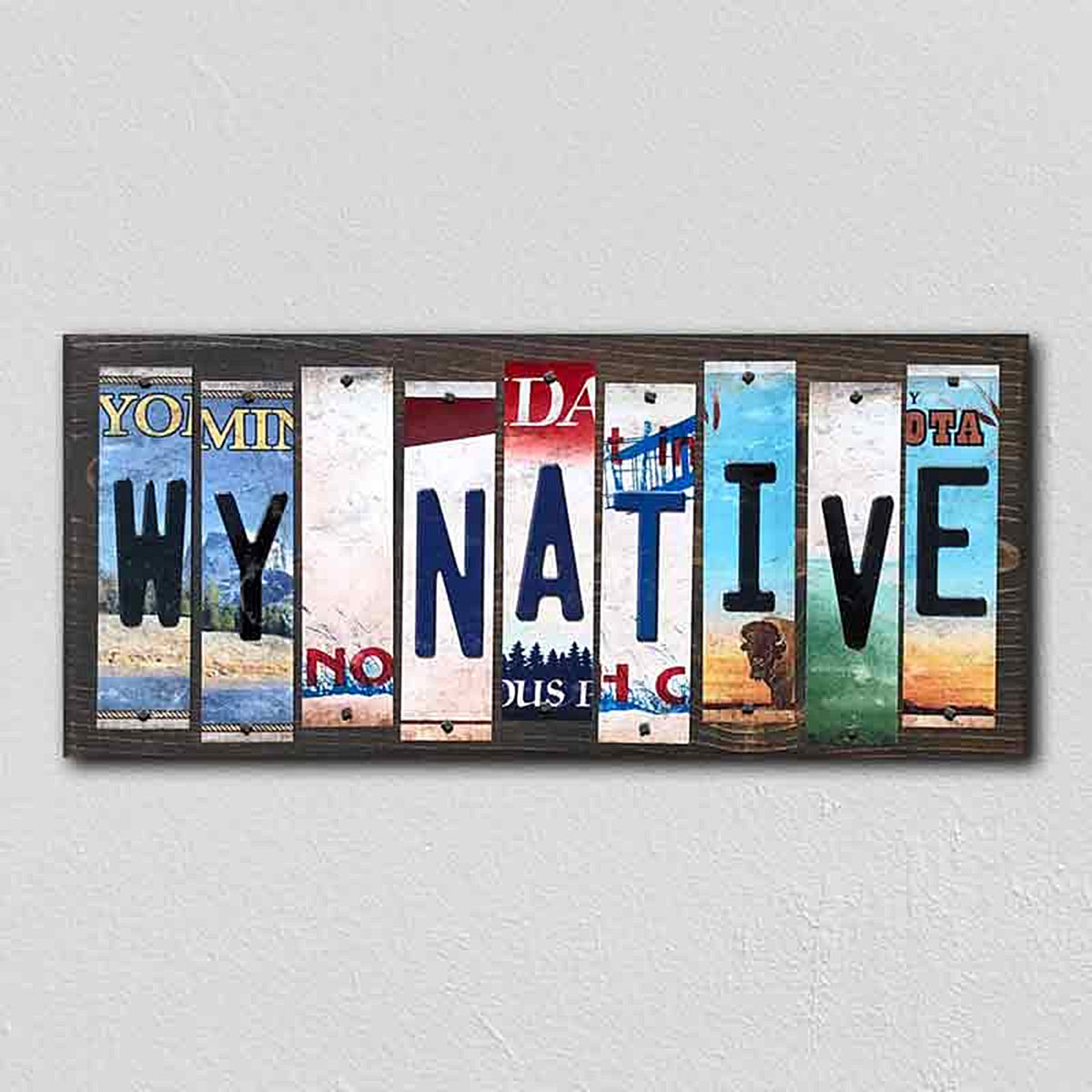 WY Native License Plate Tag Strips Novelty Wood Signs