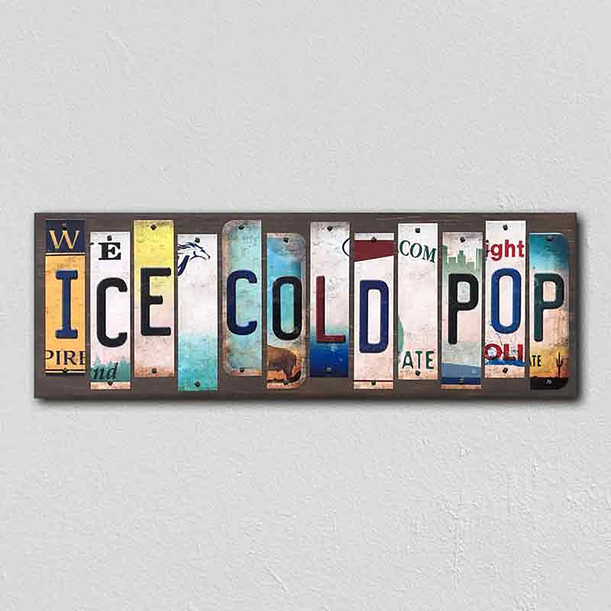 Ice Cold Pop License Plate Tag Strips Novelty Wood Signs