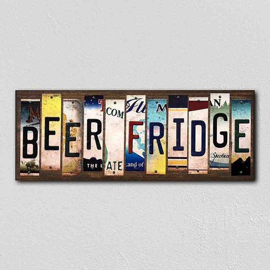 Beer Fridge License Plate Tag Strips Novelty Wood Signs