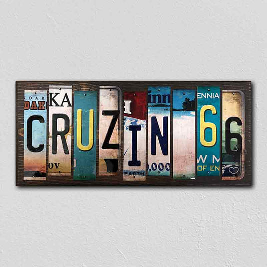 Cruzin 66 License Plate Tag Strips Novelty Wood Signs