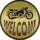 Welcome With Motorcycle - metal sign wall decor