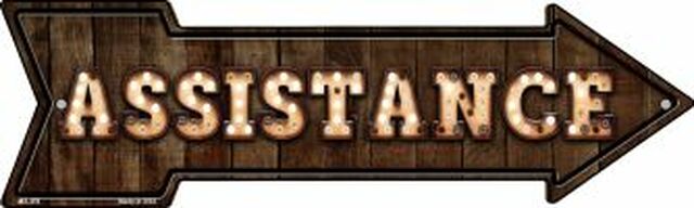 Assistance Bulb Letters Metal Arrow