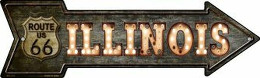 Illinois Route 66 Bulb Letters Metal Arrow