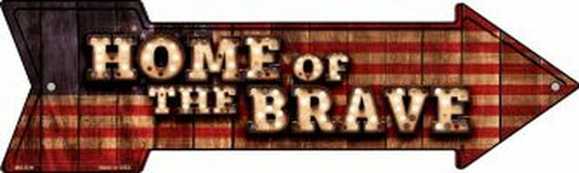 Home of the Brave Bulb Letters Metal Arrow