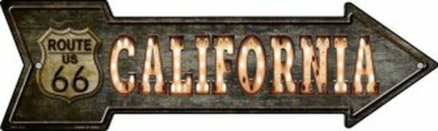 California Route 66 Bulb Letters Metal Arrow