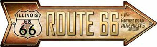 Route 66 Illinois Flag Metal Arrow