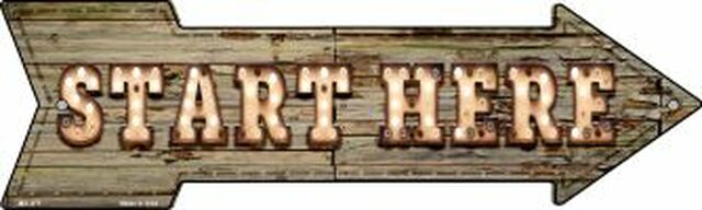 Start Here Bulb Letters Metal Arrow