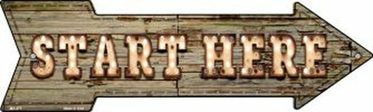 Start Here Bulb Letters Metal Arrow