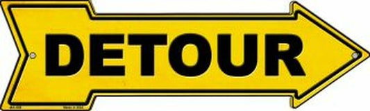 Detour to the Right Metal Arrow