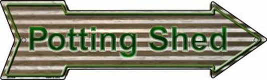 Potting Shed On Metal Metal Arrow