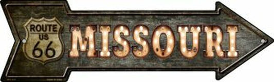 Missouri Route 66 Bulb Letters Metal Arrow