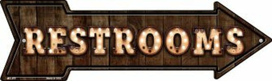 Restrooms Bulb Letters Metal Arrow