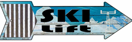 Ski Lift Sky Metal Arrow Sign