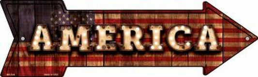 America Bulb Lettering Metal Arrow Sign