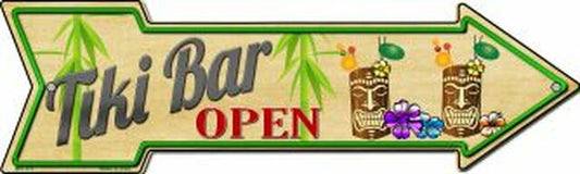 Tiki Bar Open Metal Arrow