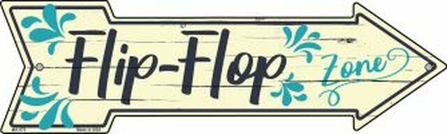 Blue Flip Flop Zone Metal Arrow