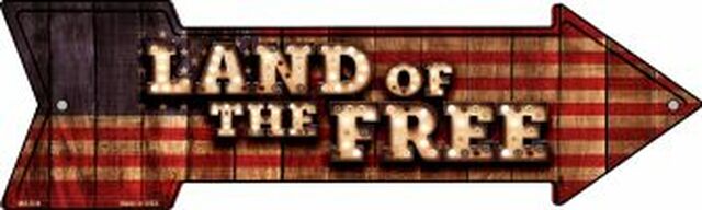 Land of the Free Bulb Letters Metal Arrow