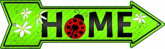 Home with Ladybug Metal Arrow