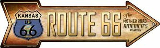 Route 66 Kansas Flag Metal Arrow