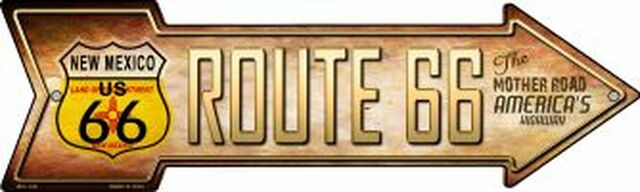 Route 66 New Mexico Flag Metal Arrow