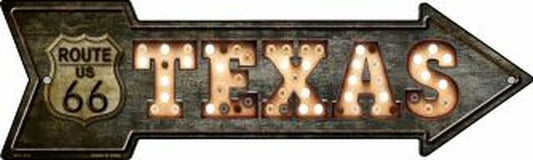 Texas Route 66 Bulb Letters Metal Arrow