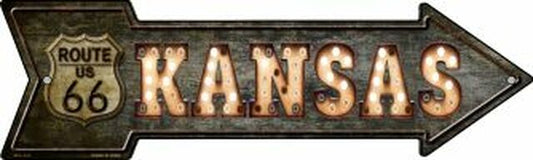 Kansas Route 66 Bulb Letters Metal Arrow