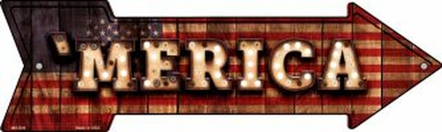 Merica Bulb Lettering Metal Arrow Sign