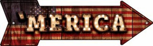 Merica Bulb Lettering Metal Arrow Sign