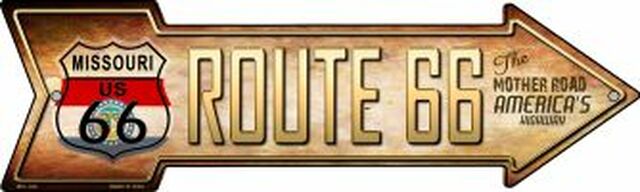 Route 66 Missouri Flag Metal Arrow
