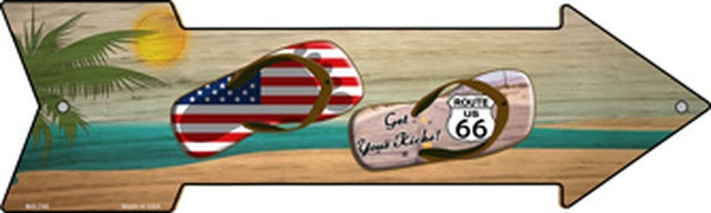 US and Route 66 Flip Flop Metal Arrow Sign