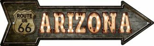Arizona Route 66 Bulb Letters Metal Arrow