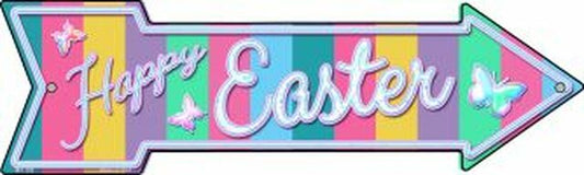 Happy Easter with Butterflies Metal Arrow