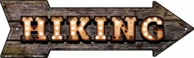 Hiking Bulb Letters Metal Arrow