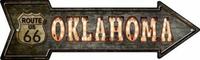 Oklahoma Route 66 Bulb Letters Metal Arrow