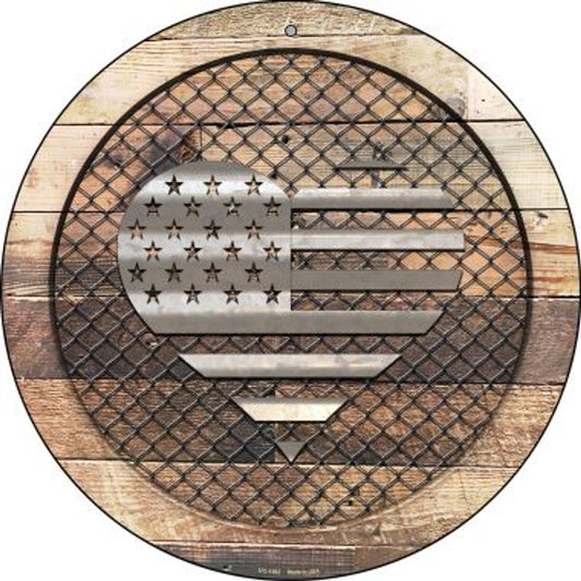 Corrugated American Flag Heart on Wood