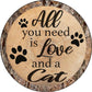 Love and a Cat - metal sign wall decor