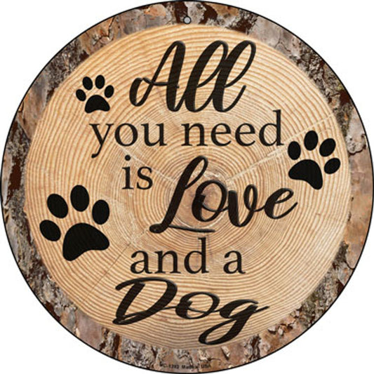 Love and a Dog Metal Sign