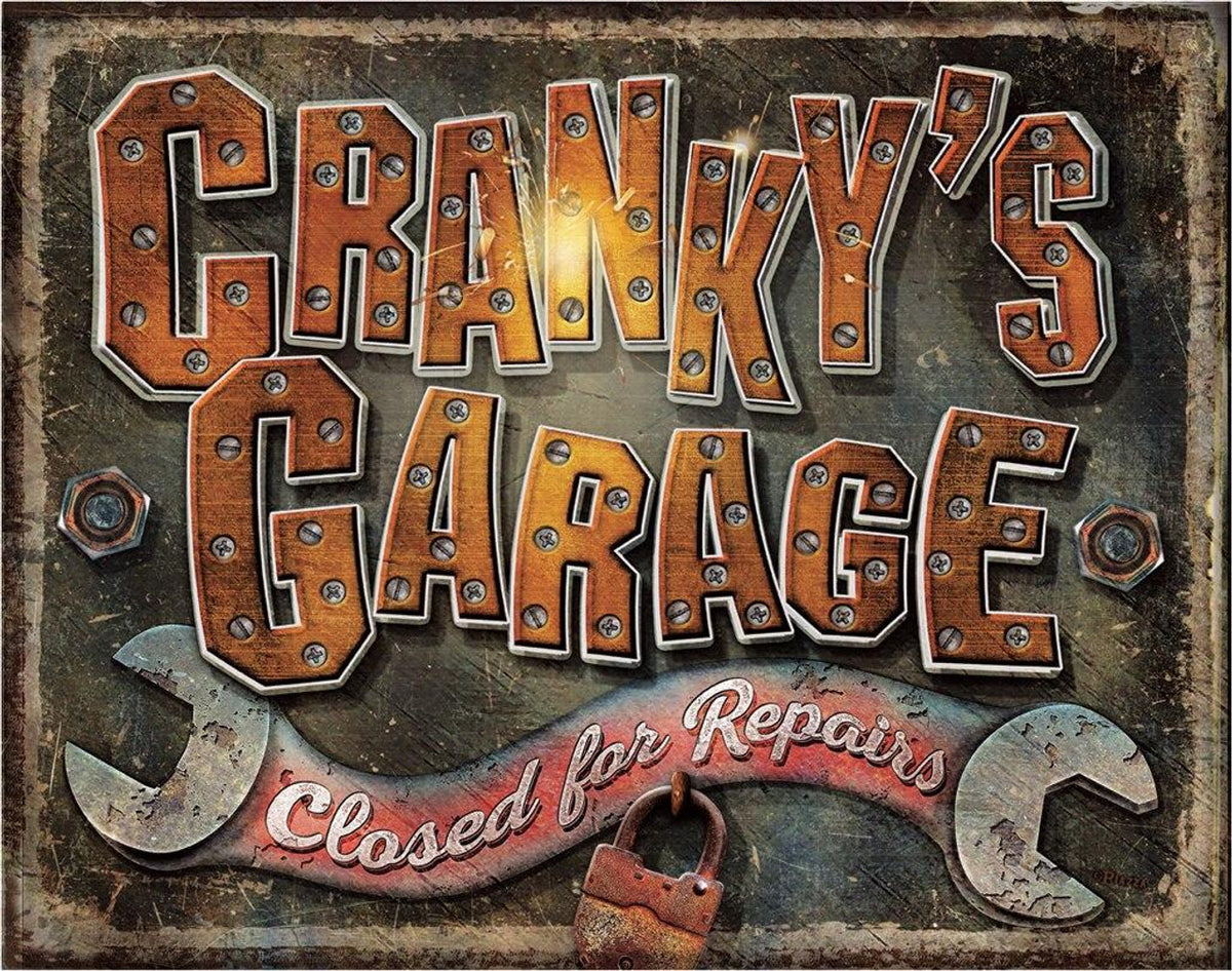 Cranky's Garage Tin Sign | SignMyRoom.com