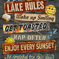 Lake Rules - tin sign wall decor